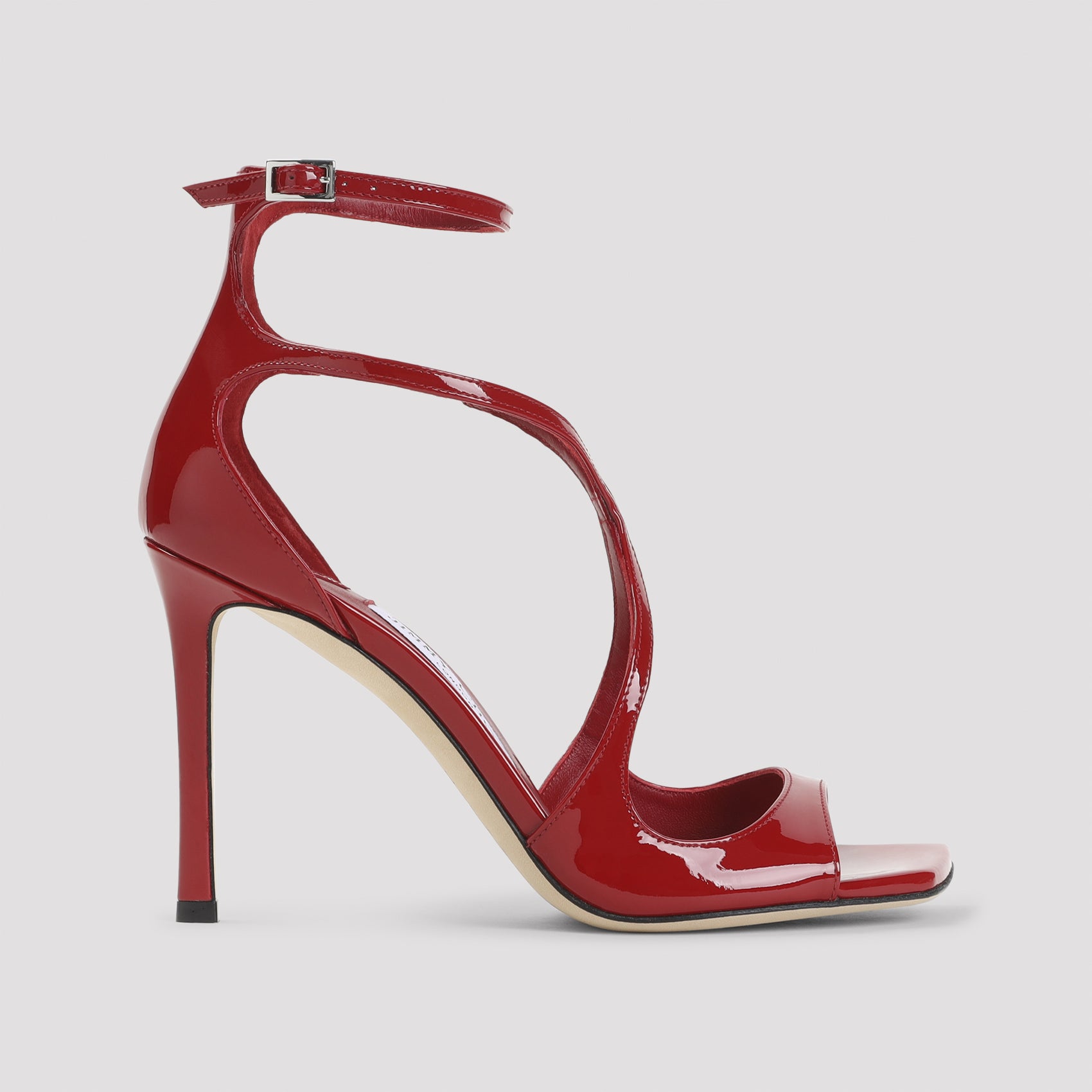 Azia 95 Patent Red Leather Salpa Plastic Metal Shoe