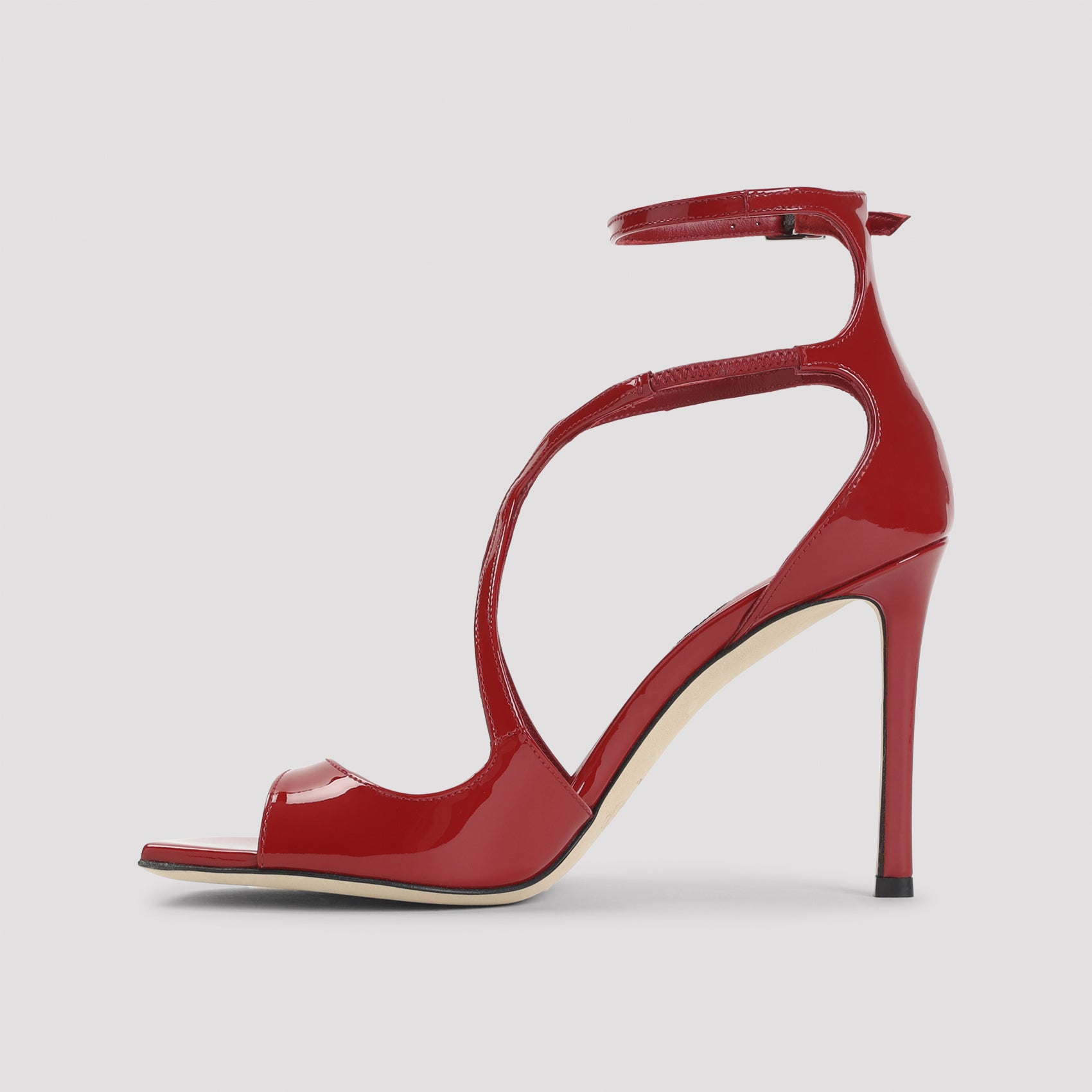 Azia 95 Patent Red Leather Salpa Plastic Metal Shoe