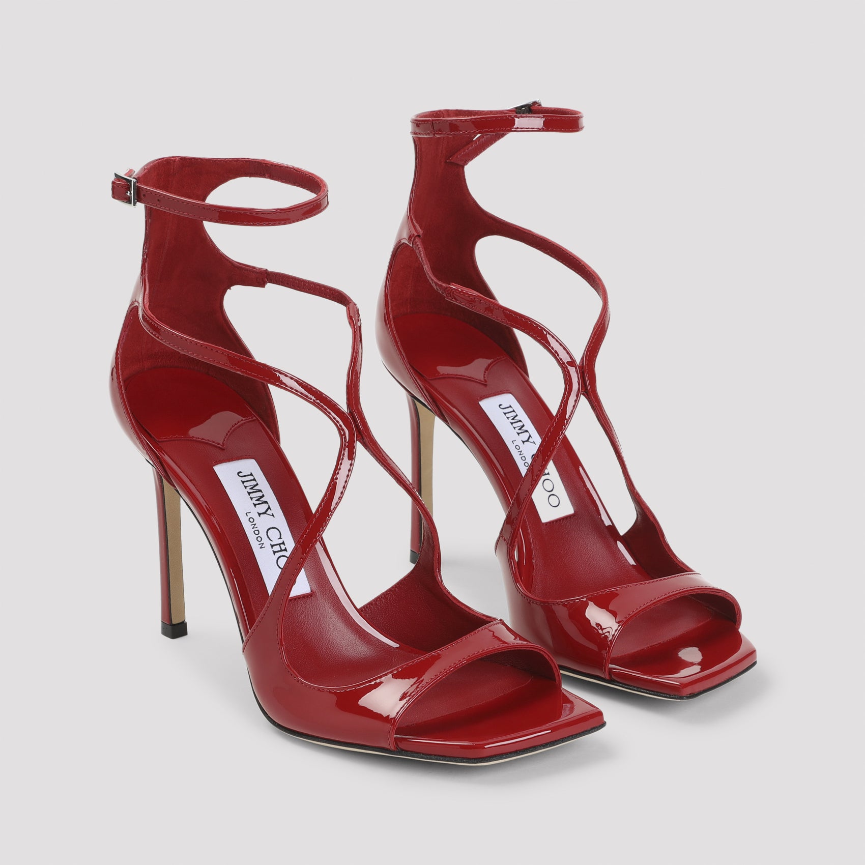 Azia 95 Patent Red Leather Salpa Plastic Metal Shoe