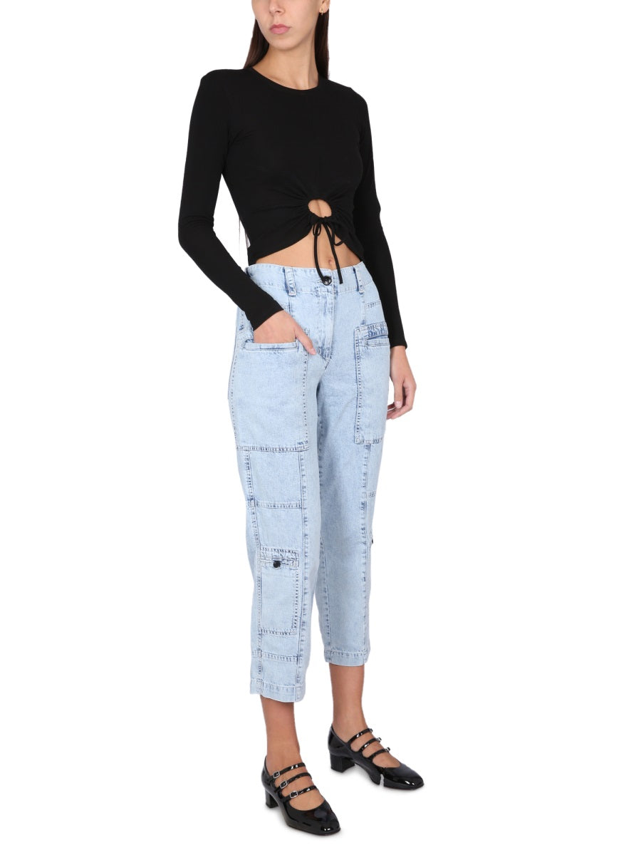 Denim Jeans With Button And Zipper Closure Azure