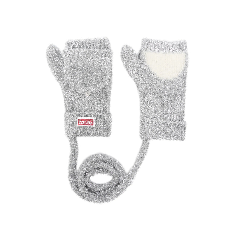 Gloves Foldover Mitt Grey-White Grey/white Nylon