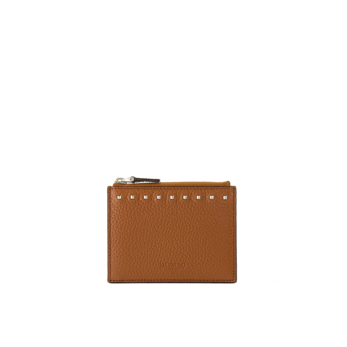 Garavani Leather Card Holder Brown Calf
