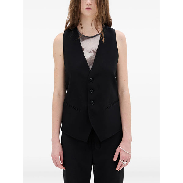 Waistcoat Black Viscose Waistcoats & Gilets