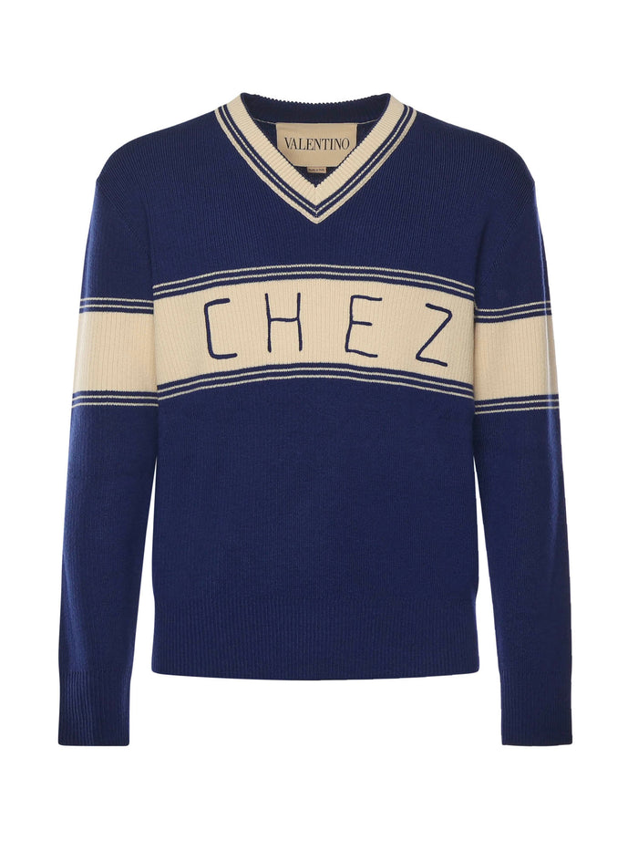 Valentino Garavani Sweaters Blue/butter Wool