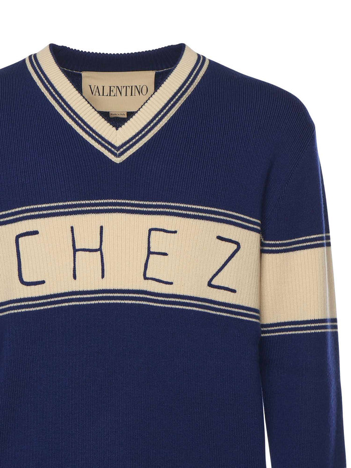 Valentino Garavani Sweaters Blue/butter Wool