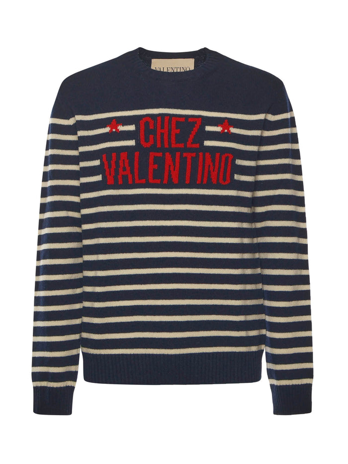 Valentino Garavani Sweaters Blue/butter Wool