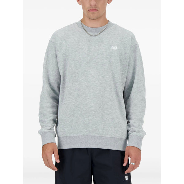 Crew Neck Grey Sweater With Embroidered Logo Cotton - 100. Sweatshirts