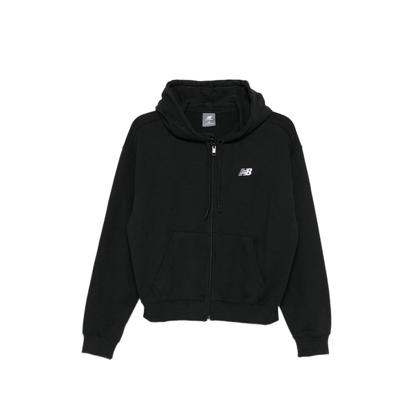 Zip Fastening Hooded Sweatshirt Black Cotton