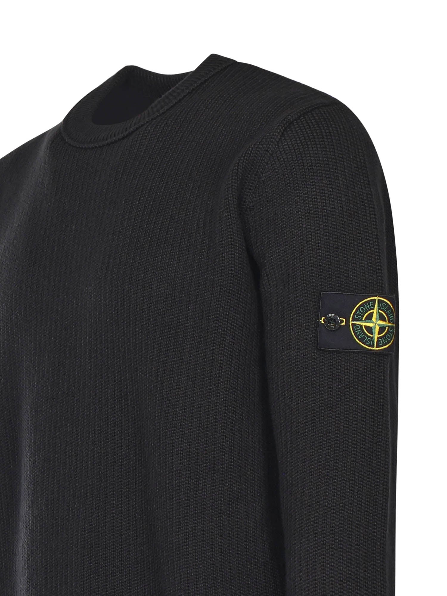 Stone Island Sweaters Black Cotton Elastomultiester