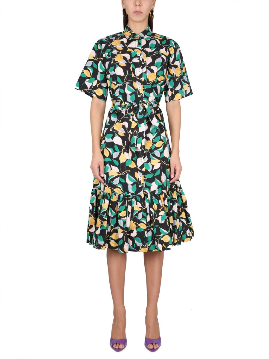 Shirt Dress With Belt Multicolour Cotton