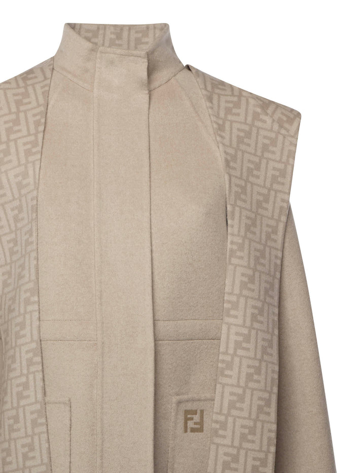 Fendi Coats Beige Sheared Wool