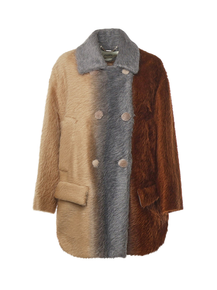 Fendi Coats Beige/gray/brown Alpaca