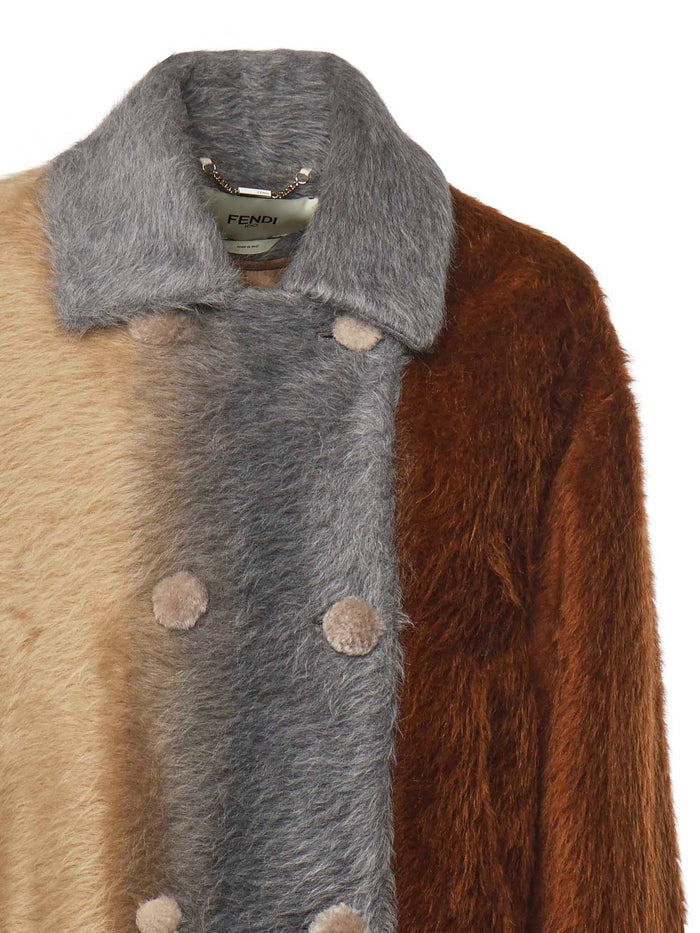 Fendi Coats Beige/gray/brown Alpaca