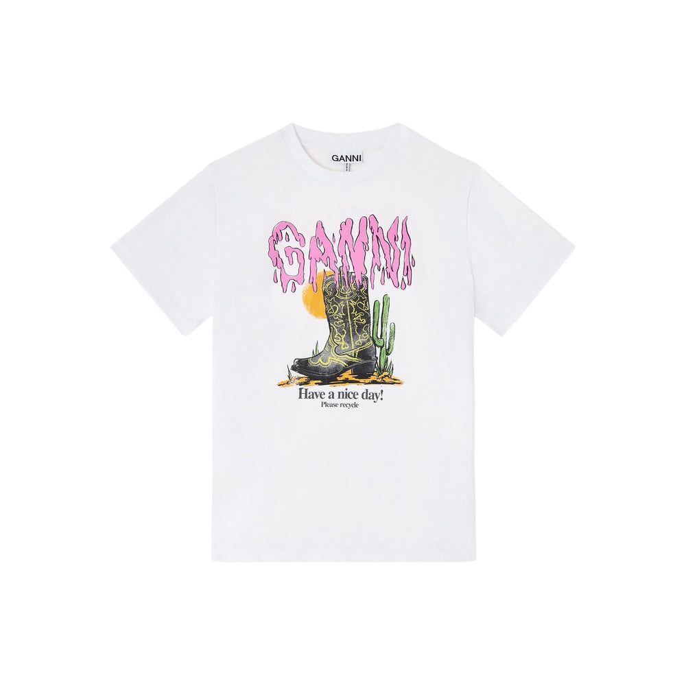 T-Shirt Ganni White Organic Cotton: T-shirts