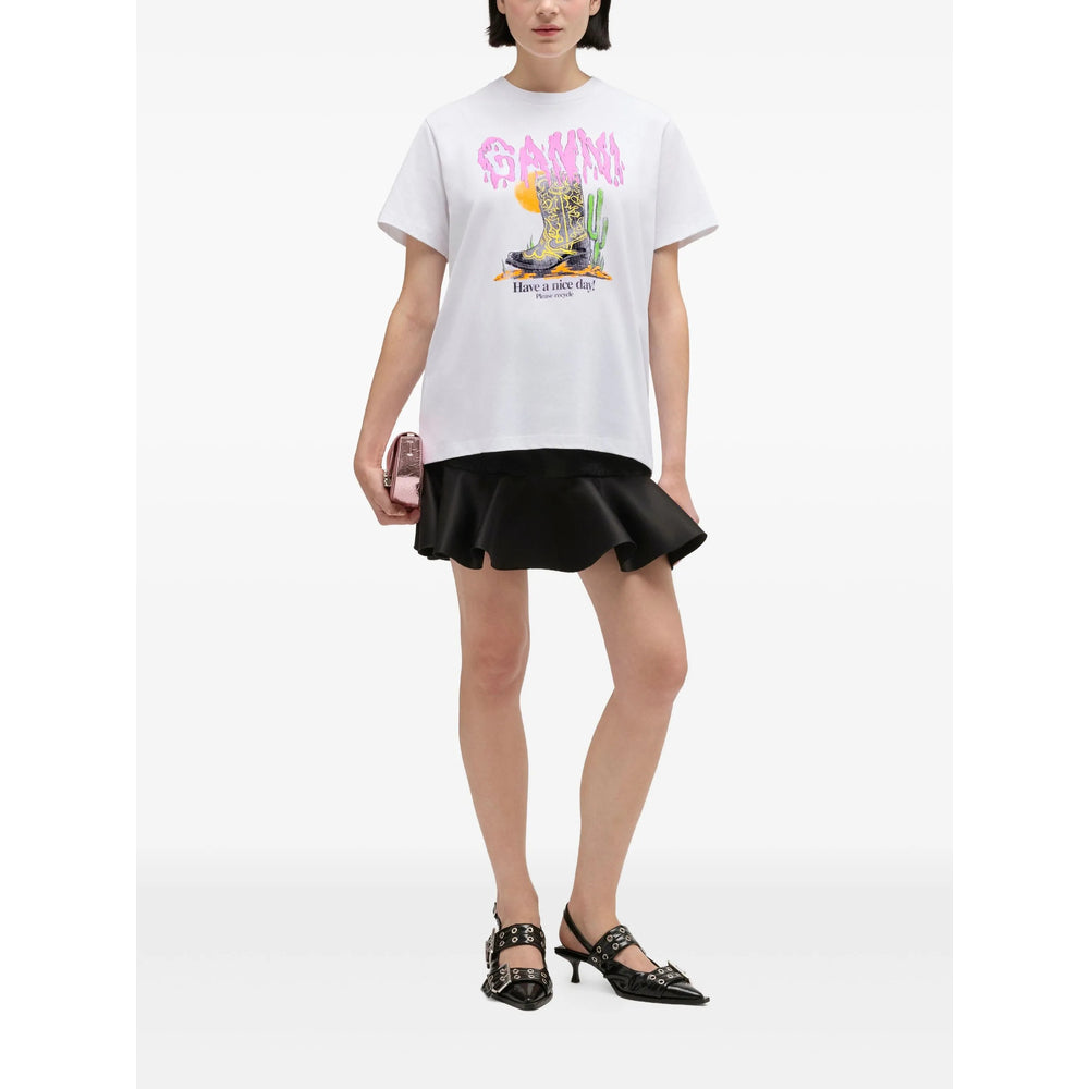 T-Shirt Ganni White Organic Cotton: T-shirts