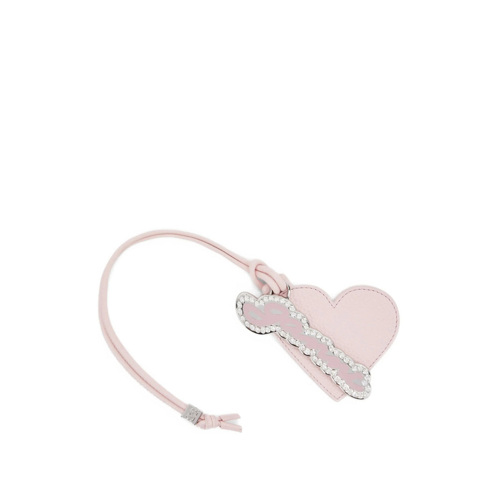 Keyring Ganni Pink Calf Leather: 100. Keyrings