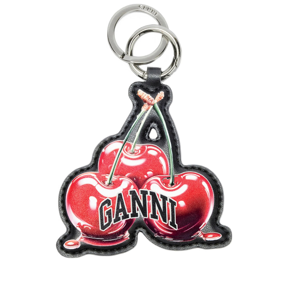 Keyring Ganni Black/red Calf Leather: 100. Keyrings
