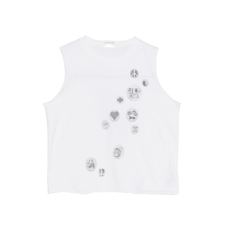 Graphic Print Sleeveless Top White Cotton: 70. Vests & Tank Tops