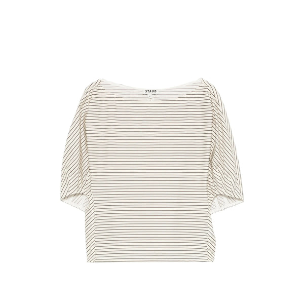 Striped Boat Neck Top Neutrals/black Cotton: 98. Blouses