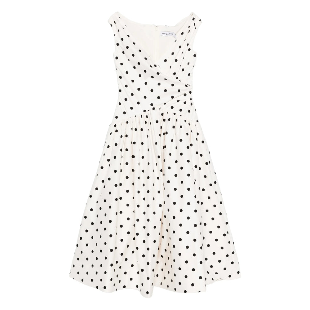 Dress Self-Portrait White/black Cotton: 100