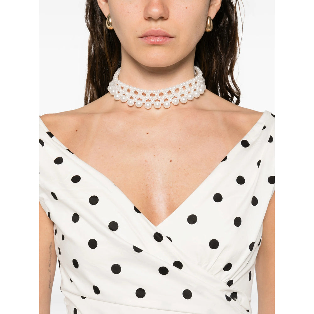 Dress Self-Portrait White/black Cotton: 100
