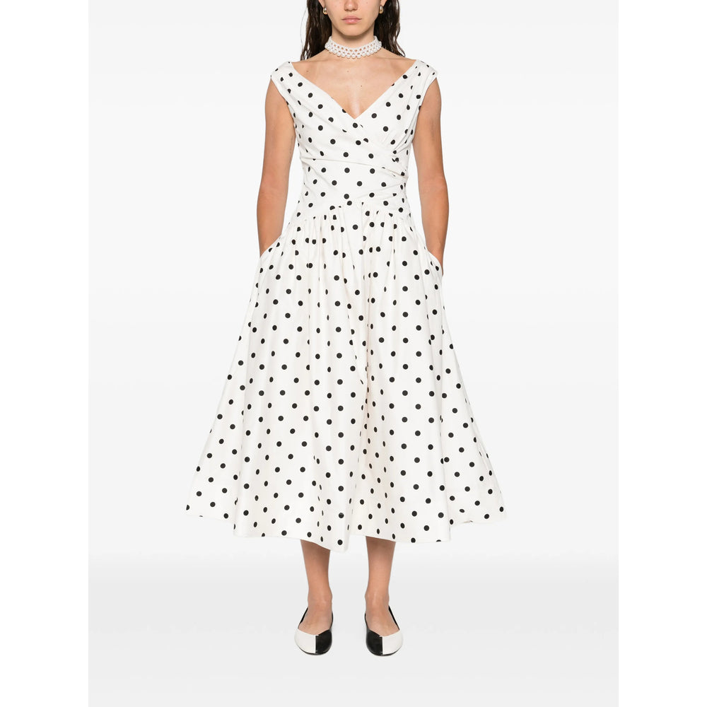 Dress Self-Portrait White/black Cotton: 100