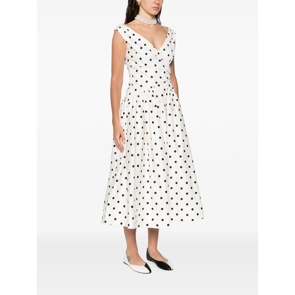 Dress Self-Portrait White/black Cotton: 100