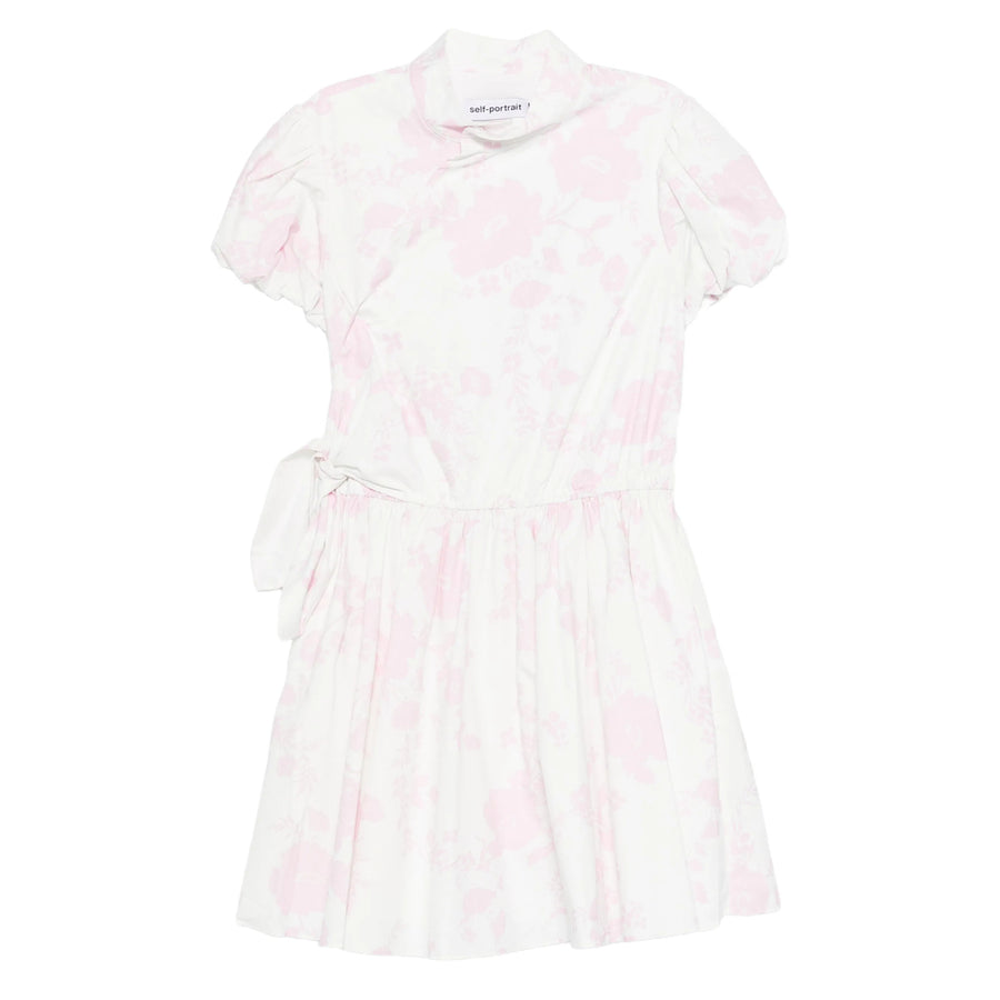 Floral Print Dress With Off-Centre Button Fastening White/pink Cotton: 100. Day