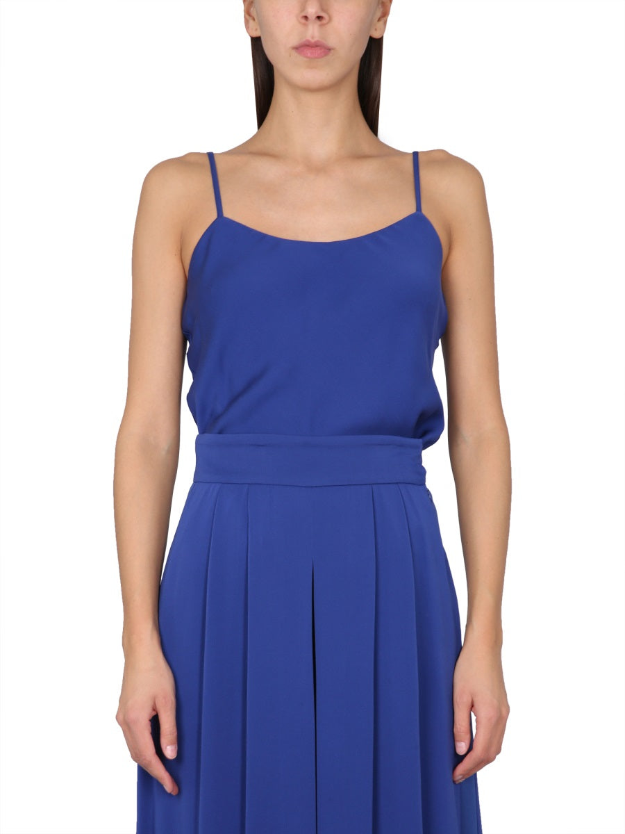 Tuxedo Top Silk Charmeuse Blue Fabric: Silk; Lining: Acetate Tops
