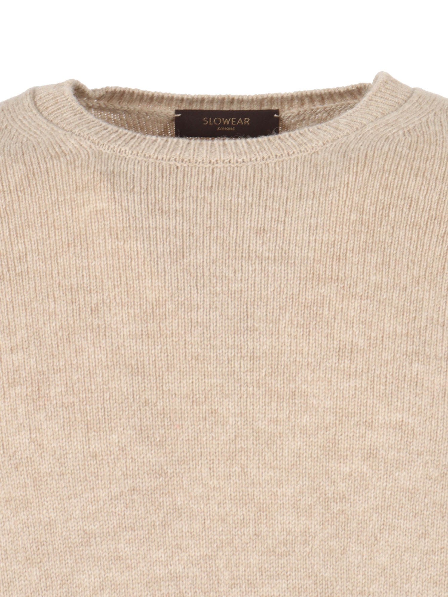 Crew Neck Sweater Beige Virgin Wool Crewneck