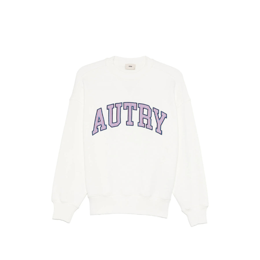 Crew Neck Sweatshirt White-Blue White/blue Cotton Sweatshirts