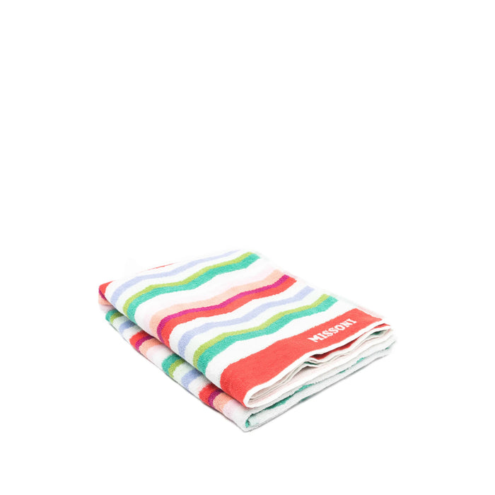 Beach Towel Missoni Home White/red Cotton: 100. Towels