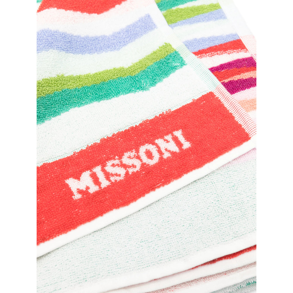 Beach Towel Missoni Home White/red Cotton: 100. Towels