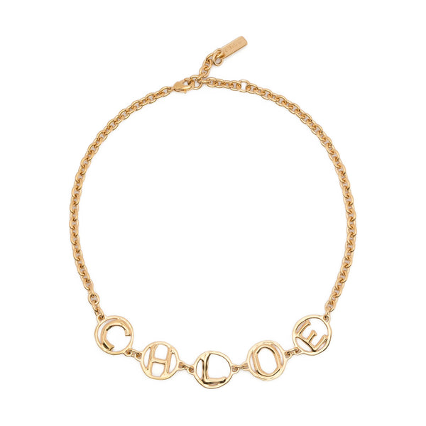Gold-Tone Logo Charm Necklace Brass Necklaces