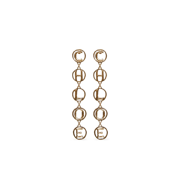 Hammered Gold-Tone Letter Earrings Brass
