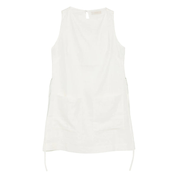 White Boat Neck Dress Lining Cotton Day