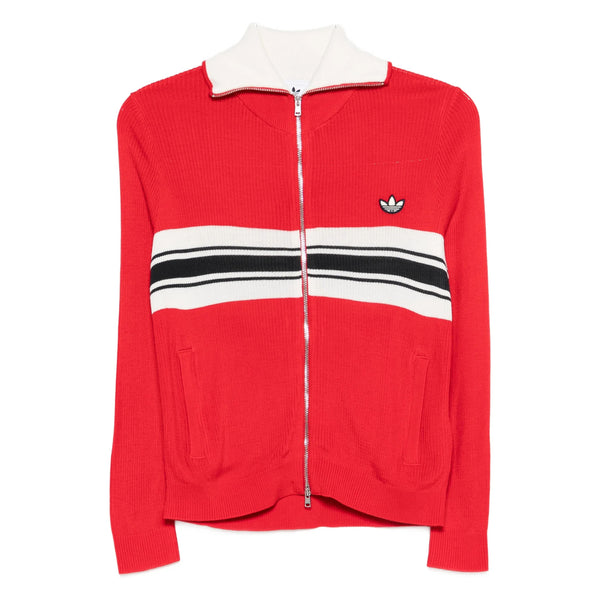 Knit Polo Sweater Red-White Red/white Acrylic Sweatshirts