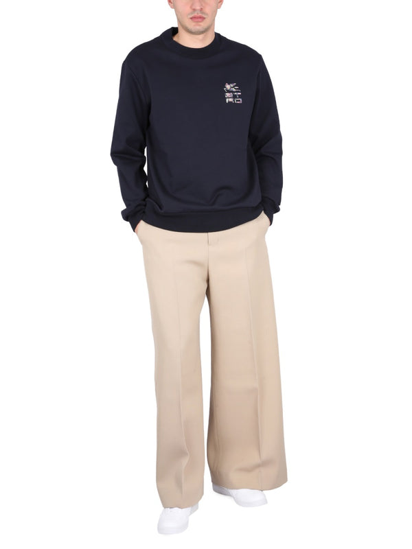 Crewneck Sweatshirt Blue Cotton Polyester Sweatshirts