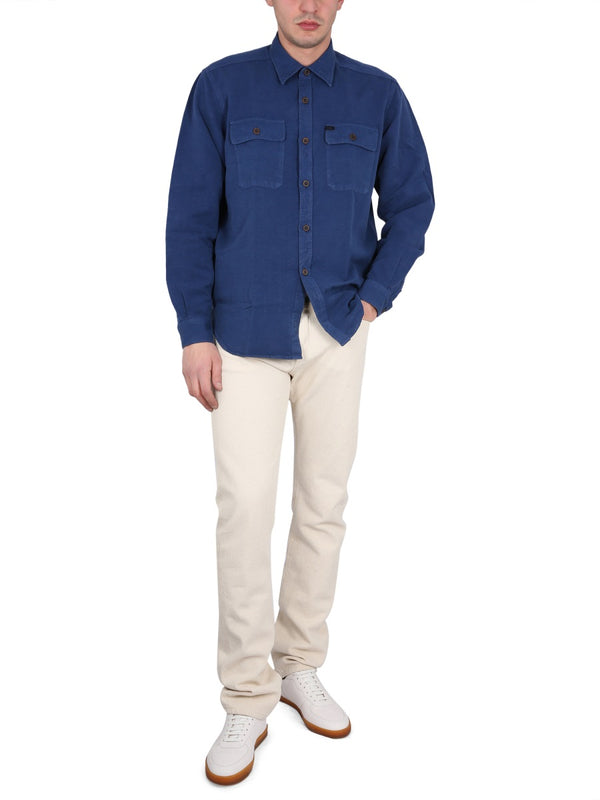 Shirt With Pockets Blue Cotton