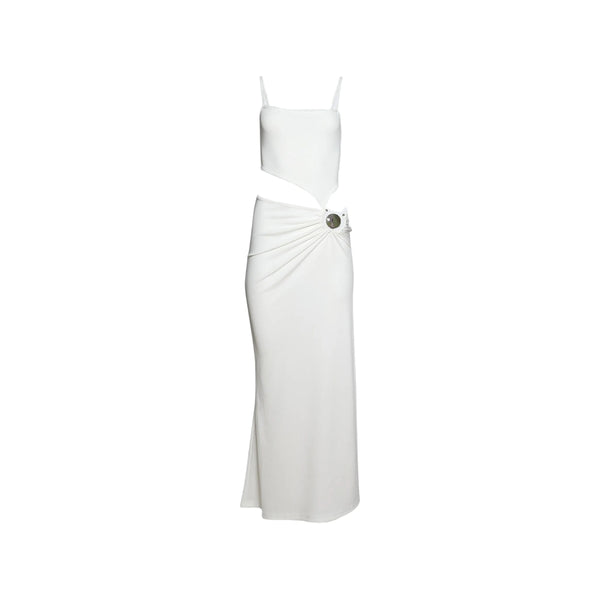 Embellished Cut-Out Detail Dress White Polyester: 96