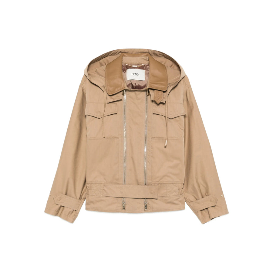 Hooded Bomber Jacket Neutrals-Brown Neutrals/brown Cotton
