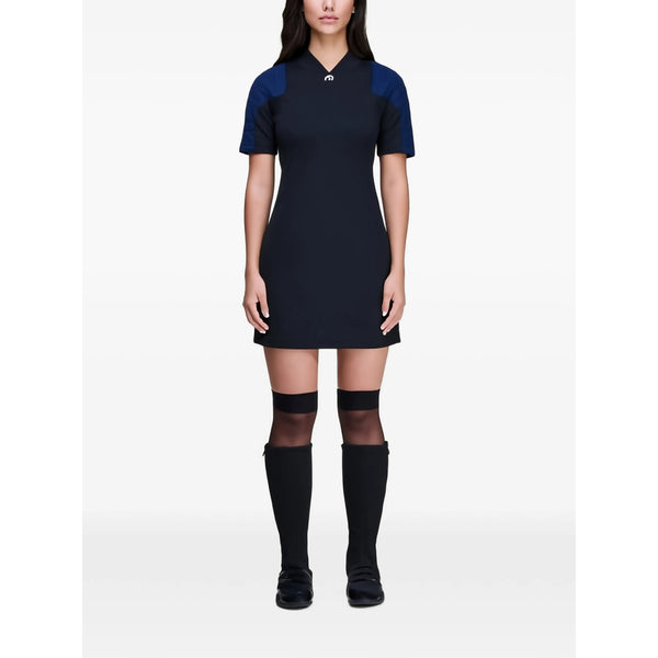 Dress With Logo Detail And Panel Design Black Recycled Polyester Day
