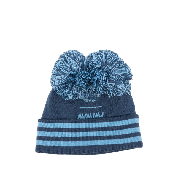 Blue Ribbed Knit Hat With Pom Polyacrylic: 100