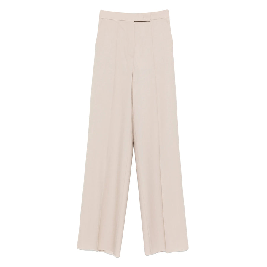 Straight Girone Trousers Cream Beige Wool Mix Neutrals Virgin