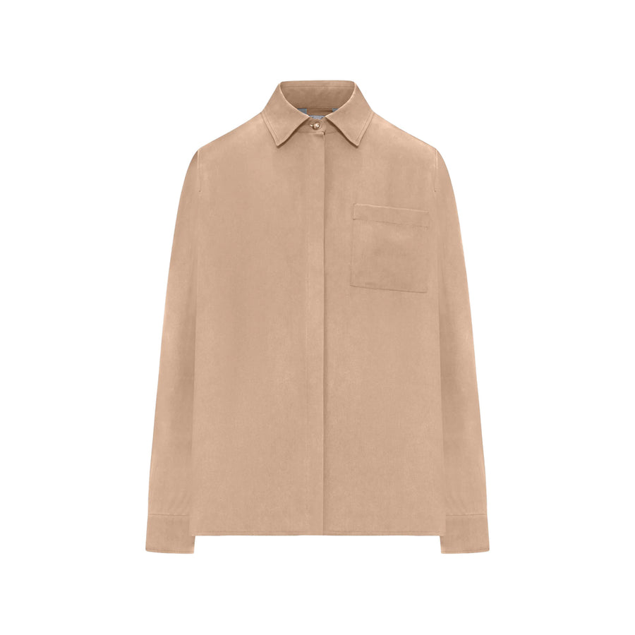 Point Collar Shirt With Chest Pocket Neutrals Silk