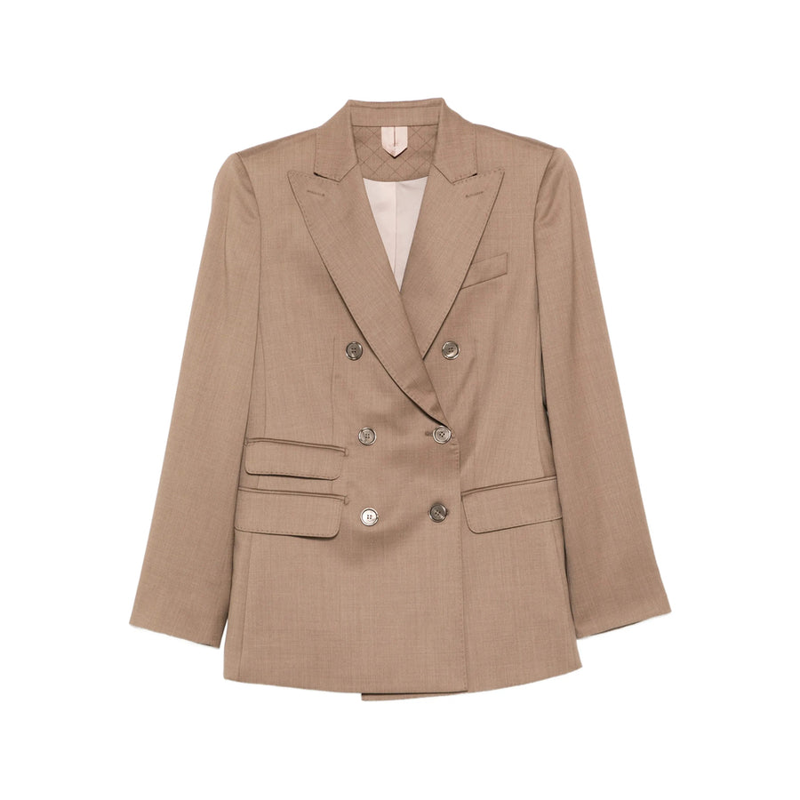 Brown Double-Breasted Wool Blazer Blazers