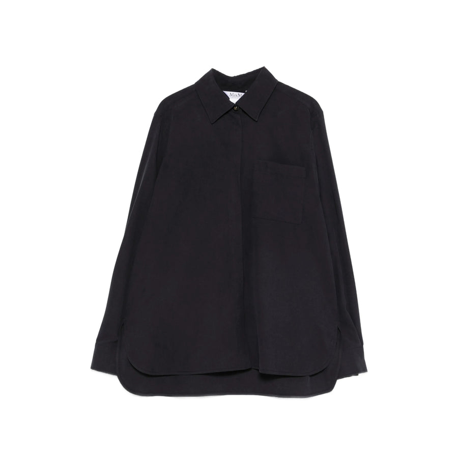 Silk Long-Sleeved Shirt Blue