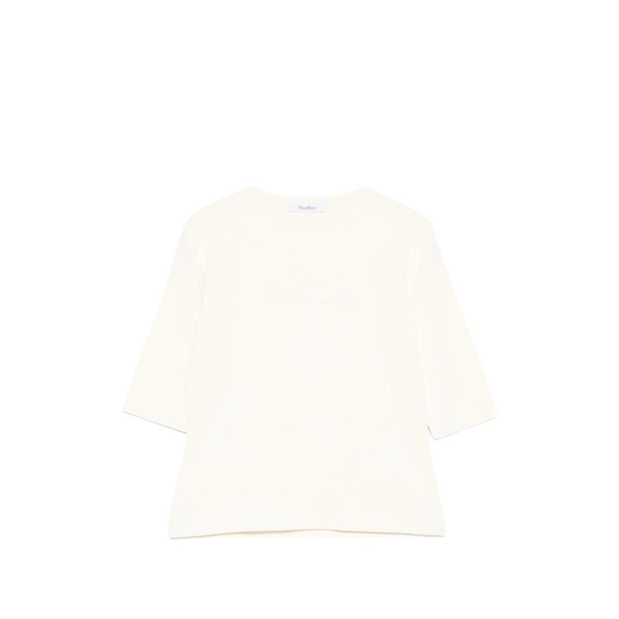 T-Shirt With Tonal Embroidery Neutrals Viscose T-shirts & Jerseys