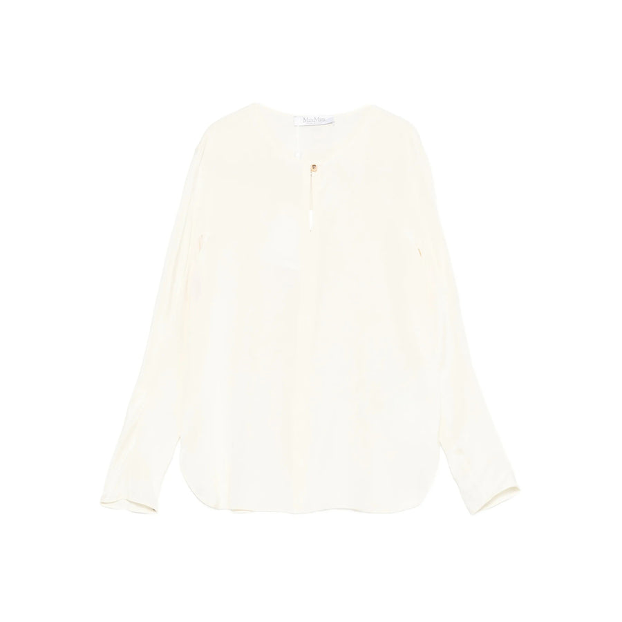 Silk Zip-Up Sweater Beige Neutrals Blouses