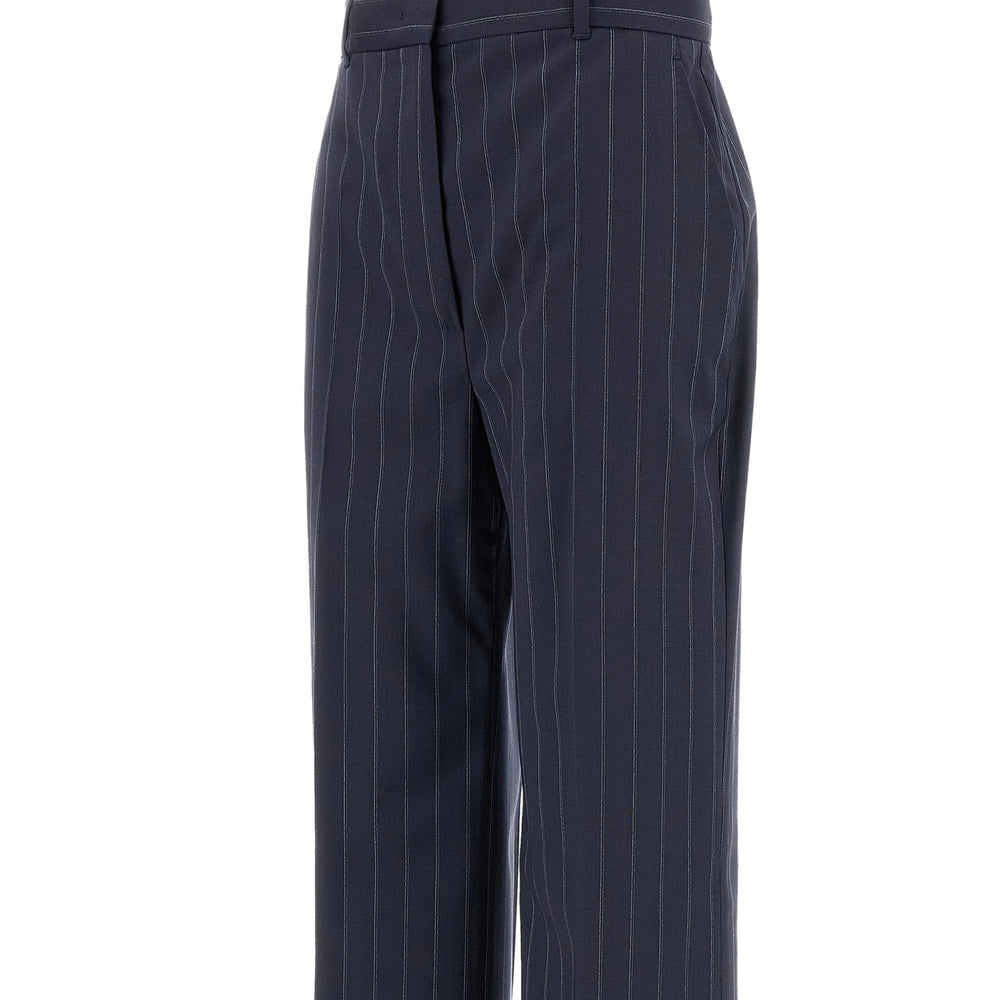 Pant Max Mara Studio Blue/white Wool: 100